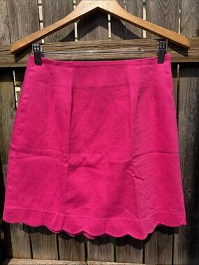 Lilly Pulitzer Pink Textured Cotton Scallop Hem Skirt